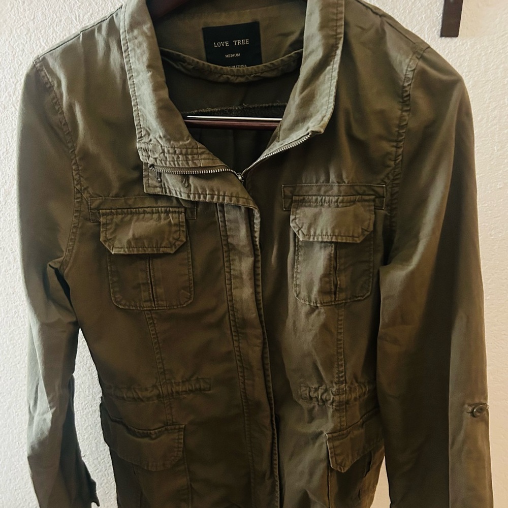 Love Tree Olive Utility Jacket
